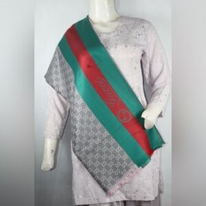 Authentic Gucci Scarf Shawl Stole GG Monogram 60% Wool 40% Acrylic  Used